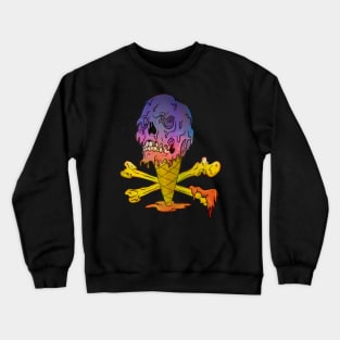 Horror Design Ice Cream Cone Melting Skull Crewneck Sweatshirt